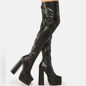 Public desire black thigh high platform boots size 8